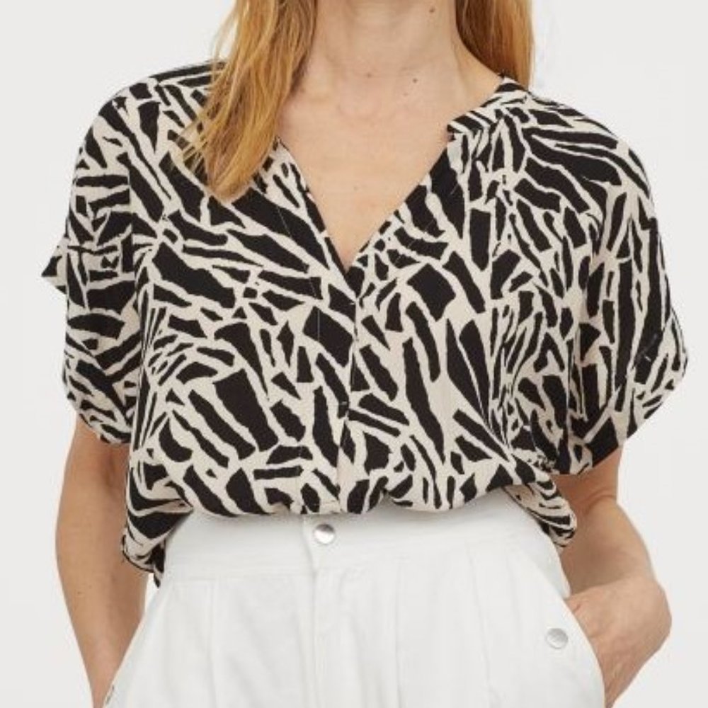 H&M Blouse Black Printed